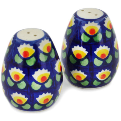 Polish Pottery Salt and Pepper Set 2&quot; Waterlily