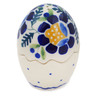 Polish Pottery Salt and Pepper Set 3&quot; Orange And Blue Flower
