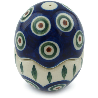 Polish Pottery Salt and Pepper Set 3&quot; Peacock Leaves