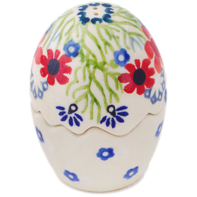 Polish Pottery Salt and Pepper Set 3&quot; Red Blossom