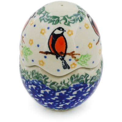 Polish Pottery Salt and Pepper Set 3&quot; Redbird On A Wire