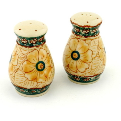 Polish Pottery Salt and Pepper Set 3&quot; UNIKAT