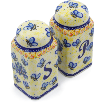 Polish Pottery Salt and Pepper Set 4&quot; Bumble Bee UNIKAT