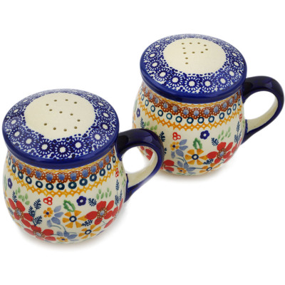 Polish Pottery Salt and Pepper Set 4&quot; Summer Bouquet UNIKAT