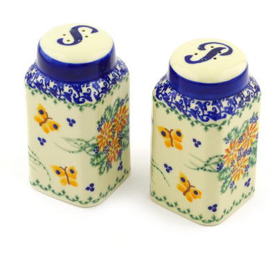 Polish Pottery Salt and Pepper Set 4&quot; UNIKAT