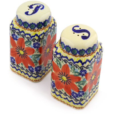 Polish Pottery Salt and Pepper Set 4&quot; UNIKAT