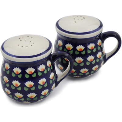 Polish Pottery Salt and Pepper Set 4&quot; Waterlily
