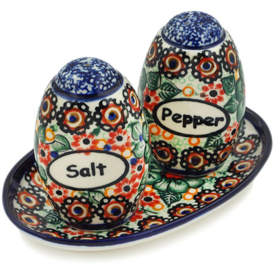 Polish Pottery Salt and Pepper Set 5&quot; Bloom &amp; Wild