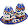 Polish Pottery Salt and Pepper Set 5&quot; Blue Cress UNIKAT