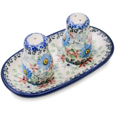 Polish Pottery Salt and Pepper Set 5&quot; Flower Crown UNIKAT