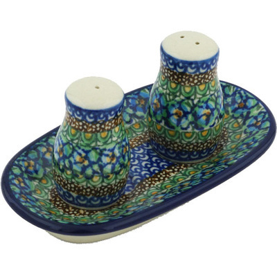 Polish Pottery Salt and Pepper Set 5&quot; Mardi Gras UNIKAT