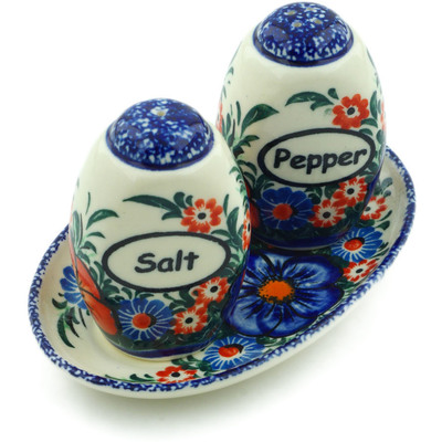 Polish Pottery Salt and Pepper Set 5&quot; Summertime Blues