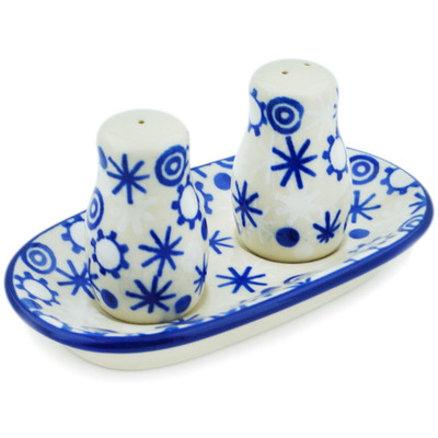 Polish Pottery Salt and Pepper Set 5&quot; Twinkle In The Frost