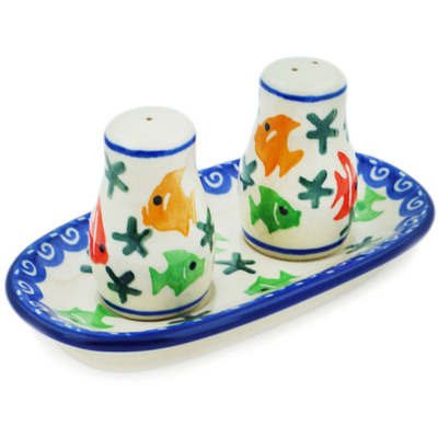 Polish Pottery Salt and Pepper Set 5&quot; Under The Sea