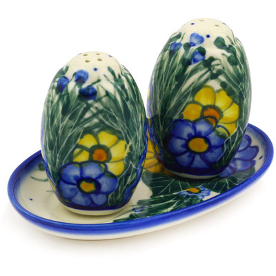 Polish Pottery Salt and Pepper Set 5&quot; Wildflower Meadow
