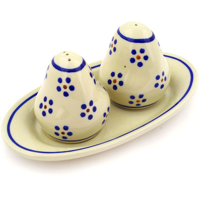 Polish Pottery Salt and Pepper Set 7&quot; Daisy Dots