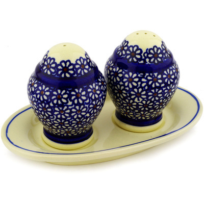 Polish Pottery Salt and Pepper Set 7&quot; Daisy Dreams