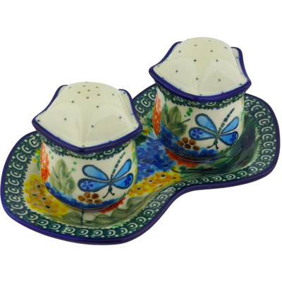 Polish Pottery Salt and Pepper Set 7&quot; Garden Delight UNIKAT