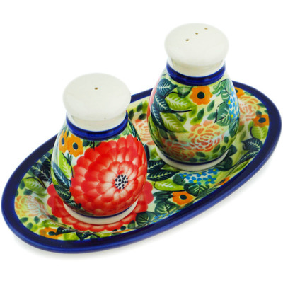 Polish Pottery Salt and Pepper Set 7&quot; Garden Heaven UNIKAT