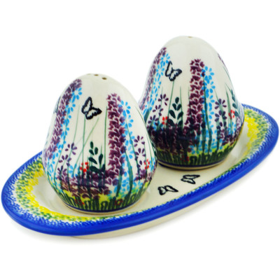 Polish Pottery Salt and Pepper Set 7&quot; Long Lavender UNIKAT