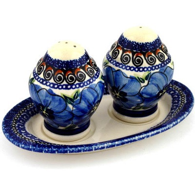 Polish Pottery Salt and Pepper Set 7&quot; Regal Bouquet UNIKAT