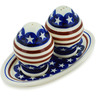 Polish Pottery Salt and Pepper Set 7&quot; Stars And Stripes