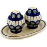 Polish Pottery Salt and Pepper Set 7&quot; Traditional Peacock