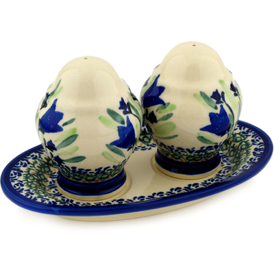 Polish Pottery Salt and Pepper Set 7&quot; Tulip Fields UNIKAT