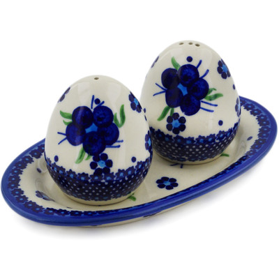 Polish Pottery Salt and Pepper Set Bleu-belle Fleur