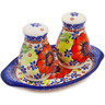 Polish Pottery Salt and Pepper Set Orange Zinnia UNIKAT
