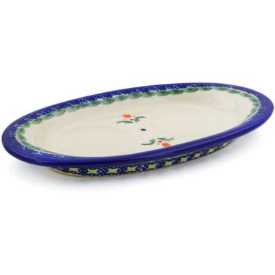 Polish Pottery Salt and Pepper Tray 7&quot; Cocentric Tulips