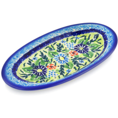 Polish Pottery Salt and Pepper Tray 7&quot; Flor-de-lis UNIKAT