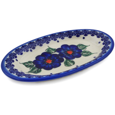 Polish Pottery Salt and Pepper Tray 7&quot; Greek Poppies