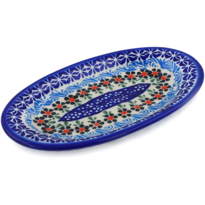 Polish Pottery Salt and Pepper Tray 7&quot; Spring Country Trip