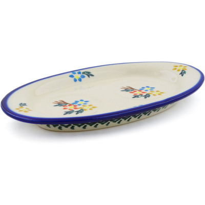Polish Pottery Salt and Pepper Tray 7&quot; Spring Flower Ring