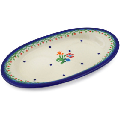 Polish Pottery Salt and Pepper Tray 7&quot; Spring Flowers
