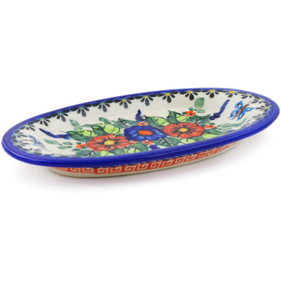 Polish Pottery Salt and Pepper Tray 7&quot; Spring Splendor UNIKAT