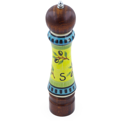 Polish Pottery Salt Grinder 8&quot; Olive Grove