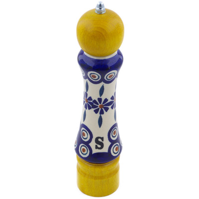 Polish Pottery Salt Grinder 8&quot; Peacock