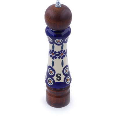 Polish Pottery Salt Grinder 8" Peacock