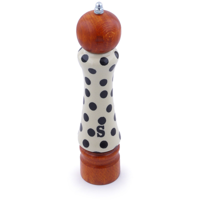 Polish Pottery Salt Grinder 8&quot; Polka Dot