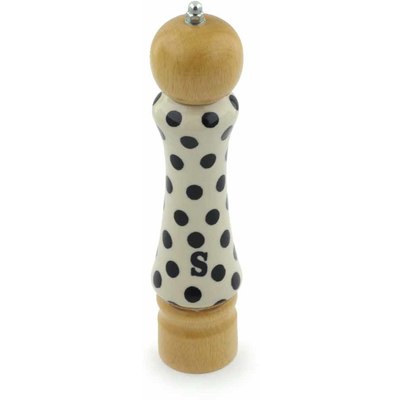 Polish Pottery Salt Grinder 8&quot; Polka Dot