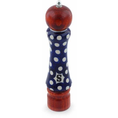 Polish Pottery Salt Grinder 8&quot; Polka Dot