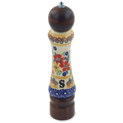 Polish Pottery Salt Grinder 8&quot; Summer Bouquet UNIKAT