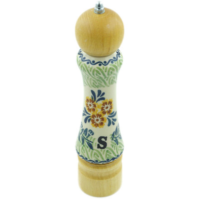 Polish Pottery Salt Grinder 8&quot; Three Lillies UNIKAT