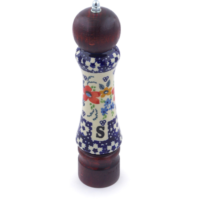 Polish Pottery Salt Grinder 8&quot; Wild Flower Bloom UNIKAT