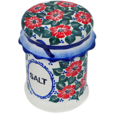 Polish Pottery Salt Jar 5&quot; Poppies Meadow UNIKAT