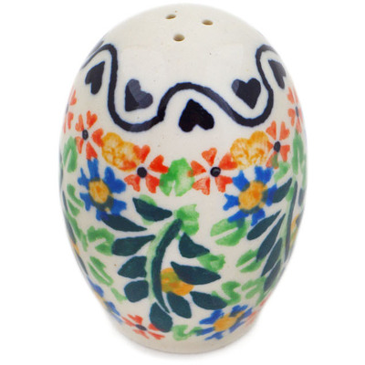 Polish Pottery Salt Shaker 2-inch Black Heart Garden UNIKAT
