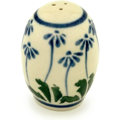 Polish Pottery Salt Shaker 2-inch Blue Daisy Peacock