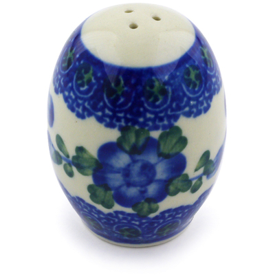 Polish Pottery Salt Shaker 2-inch Blue Poppies